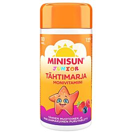 MINISUN MONIVITAMIINI JUNIOR TÄHTIMARJA 100 KPL | Yliopiston Apteekki