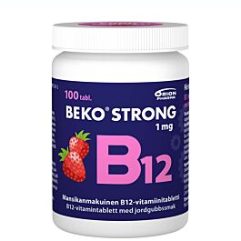 BEKO STRONG B12 1 MG MANSIKKA PURUTABL 100 KPL | Yliopiston Apteekki