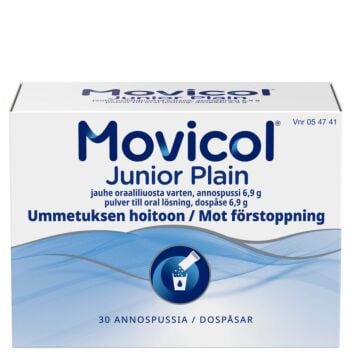 MOVICOL JUNIOR PLAIN JAUHE ORAALILIUOSTA VARTEN, ANNOSPUSSI ANNOSJAUHE 30 kpl