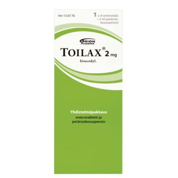 TOILAX YHDISTELMÄPAKKAUS 5 MG + 2 MG/ML OHUTSUOLESSA HAJOAVA TABLETTI JA PERÄRUISKE 4 fol + 5 ml