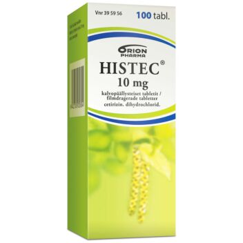 HISTEC 10 MG KALVOPÄÄLLYSTEINEN TABLETTI 100 fol