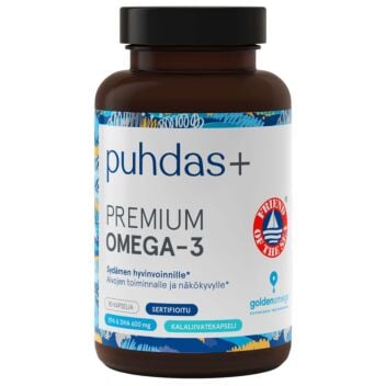 PUHDAS+ PREMIUM OMEGA-3 600 MG KAPS 90 KPL