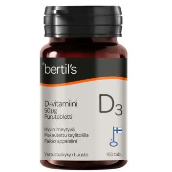 BERTIL'S VITAMIN D-VITAMIINI 50 MIKROG PURUTABL 150 KPL