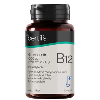 BERTIL'S VITAMIN B12-VITAMIINI+FOLAATTI IMESKELYTABL 100 KPL