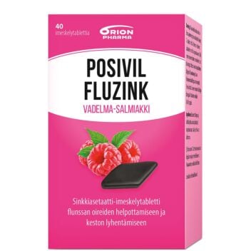 POSIVIL FLUZINK VADELMA-SALMIAKKI IMESKELYTABL 40 kpl